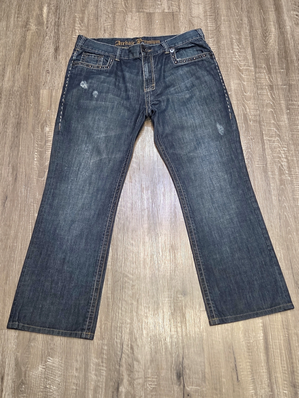 Archaic Premium Men's Pre-owned Jeans Size 36 X 34 Vintage Distressed Blue